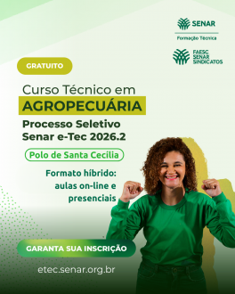 MB Comunica��o Empresarial e Organizacional - Curso T�cnico em Agropecu�ria ser� oferecido no Polo de Santa Cec�lia.