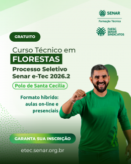 MB Comunica��o Empresarial e Organizacional - Tamb�m em Santa Cec�lia, ser� oferecido o Curso T�cnico em Florestas.