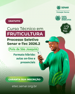 MB Comunica��o Empresarial e Organizacional - Polo de S�o Joaquim ter� nova turma do Curso T�cnico em Fruticultura.