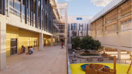 MB Comunica��o Empresarial e Organizacional - Imagem mostra como ficar� o p�tio interno da unidade, que ter� capacidade para 964 estudantes.